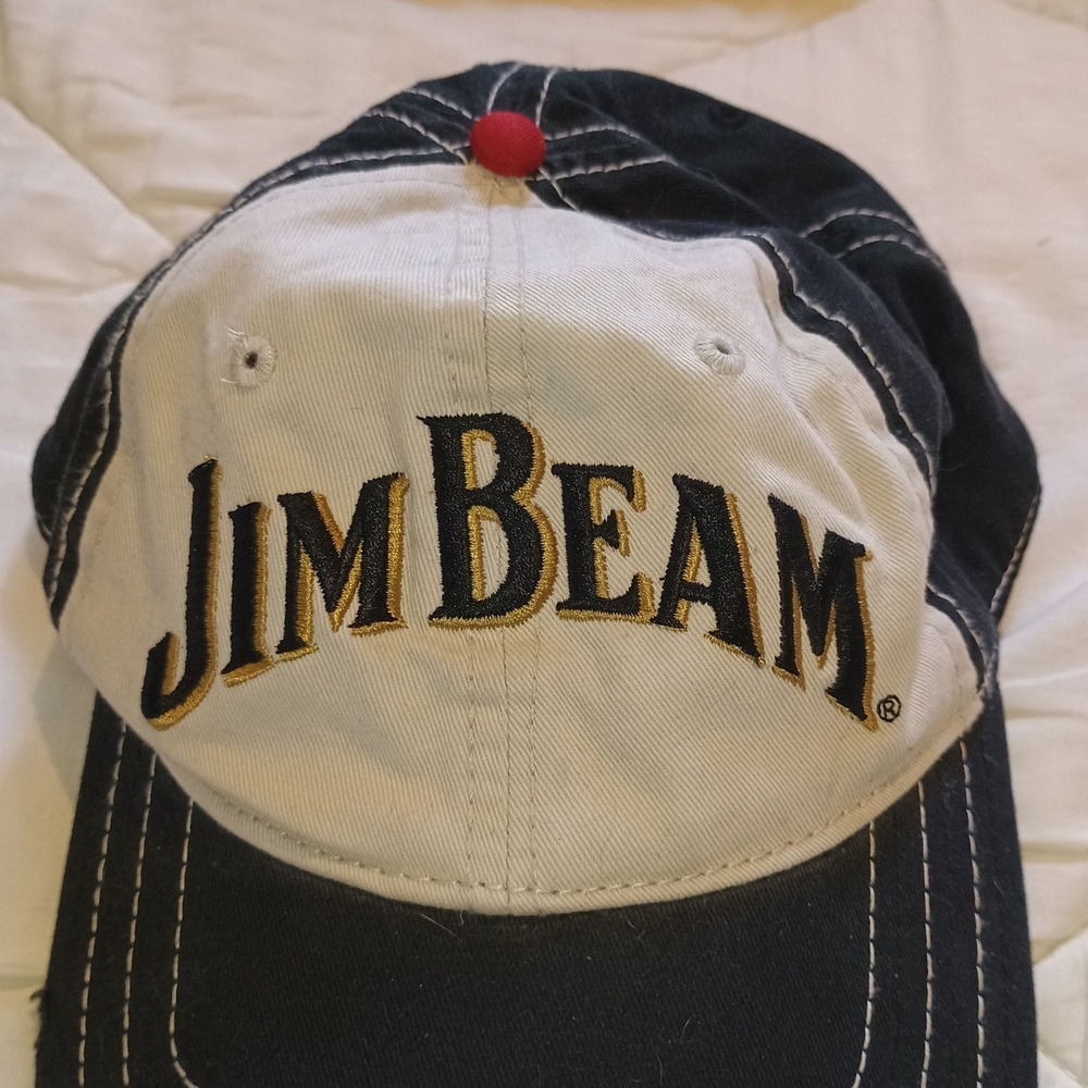 Jim Beam Embroidered Baseball Cap Black White Adjustable Snapback Men‎ - Picture 2 of 8